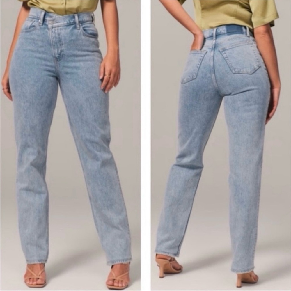 Abercrombie &‎ Fitch 90s Straight High Rise Light Wash Jean Criss Cross Waist